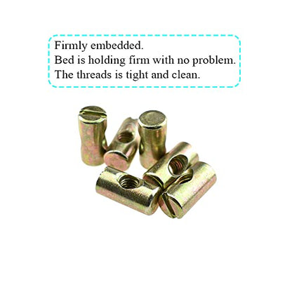 M6x20mm Barrel Nuts Cross Dowels Slotted Bolts Hardware Clean Tight Thread Proper Insert Sturdy Firm Holding Easy Install Align Smooth Screw in Snug Fit for Beds Crib Furniture Chairs 6PCS - size: M6x20-Color-6Pcs