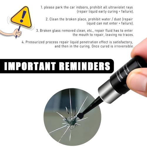Yourkar 2 PCS Windshield Repair Kit, Quick Repair Resin Liquid for Windshield Glass Chip Scratch, Repair Fluid Resin Filler for Fixing Window Star-Shaped Crack, Car Accessories - color: Black, 2pcs