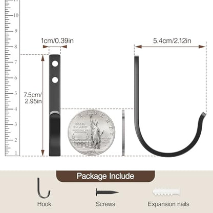 10-Pack 22LB Wall Hooks for Hanging Towel/Coat, Black - color: Black, size: 10 Pack