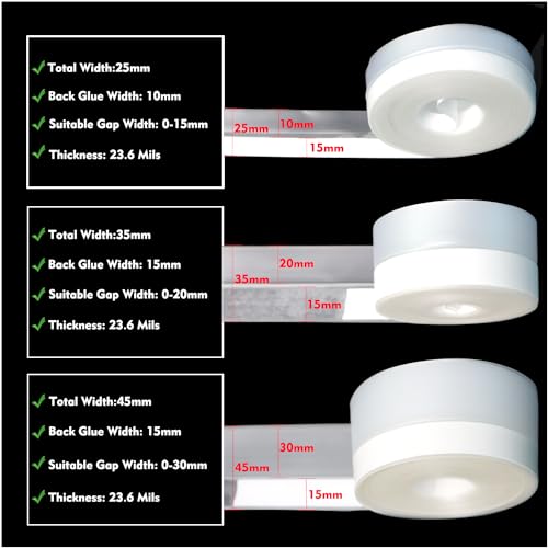Silicone Seal Weather Stripping Tape 16.5 Feet Strip Bottom Draft Insulation Stopper Tape Weatherproof Soundproof for Door or Window Bathroom Shower Glass Gaps（25mm*5m） - size: 25 mm x 5 m