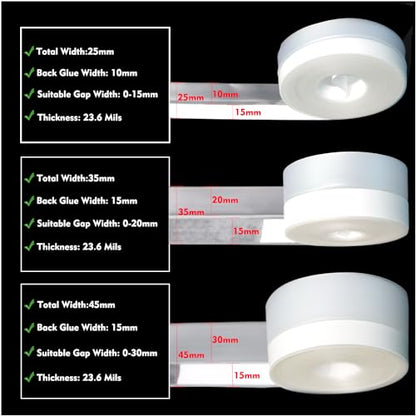 Silicone Seal Weather Stripping Tape 16.5 Feet Strip Bottom Draft Insulation Stopper Tape Weatherproof Soundproof for Door or Window Bathroom Shower Glass Gaps（25mm*5m） - size: 25 mm x 5 m