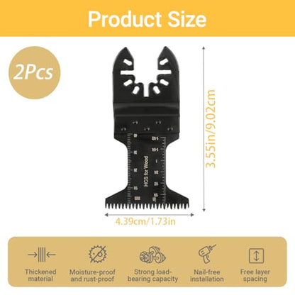 2 Piece Oscillating Tool Blades Universal Quick-Release Fit Multitool Blades for Wood Cutting, Trim Work, Flush Cutting, Black2