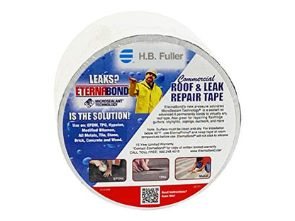 EternaBond RoofSeal White 4" x25' MicroSealant UV Stable RV Roof Seal Repair Tape | 35 mil Total Thickness - EB-RW040-25R - One-Step Durable, Waterproof and Airtight Sealant - color: White, size: 4" x 25'