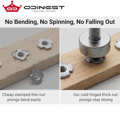3/8"-16 T-Nuts for Climbing Holds: 22 Pack 4 Pronged Tee Nuts Zinc Plated Threaded Inserts - No Rust No Spin - size: 3/8"-16（22Pack）