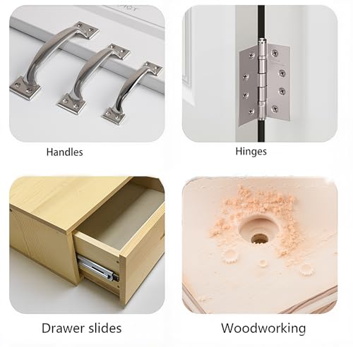 4 Pics Self Centering Drill Bit Set,Doors Windows HSS Self Centering Hinge Tool Cabinet Tool Set Woodworking Countersink Drill Bit Extension Tools,1/4 Inch Hex Shank