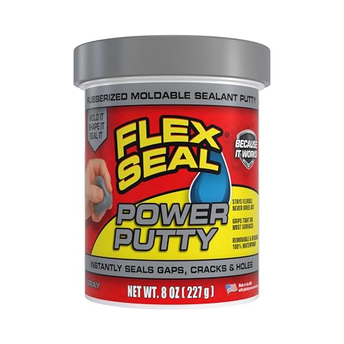 Flex Seal Power Putty, Moldable Waterproof Rubberized Sealant, Instantly Fills Gaps, Cracks, or Holes, Removable Reusable, Works Underwater, Pipes, Marine, Auto, RV, Metal, Plastic, Wood, Gray 8 oz - color: Gray, size: 8 oz