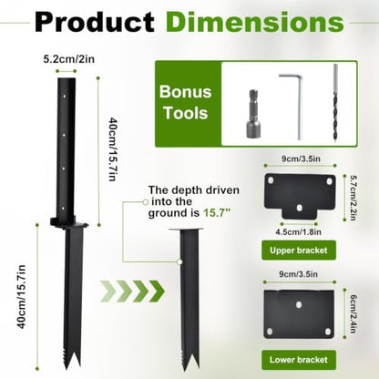 4 Pack Fence Post Repair Kit, Heavy Duty Fence Post Anchors Ground Stakes