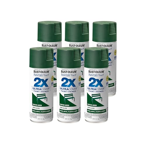 Rust-Oleum Painter's Touch 2X Spray Paint, Semi-Gloss Hunter Green - color: Semi-Gloss Hunter Green, size: 12 Ounce (Pack of 6)