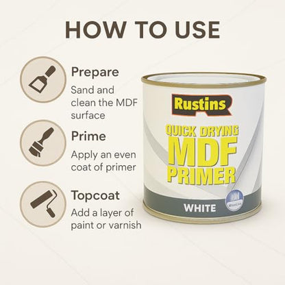 Rustins Quick Drying MDF Grey Primer 500ml