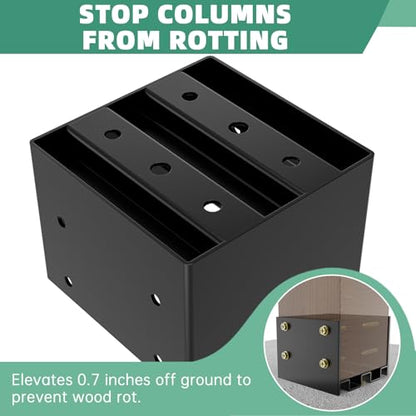 6x6 Post Base, Concealed Fastener Concrete Post Anchor,Elevated Post Base - size: 6×6inch 2PCS