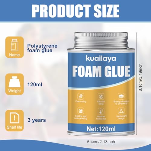 120ml Foam Glue, Foam Glue with Brush Cap, Foam Adhesive