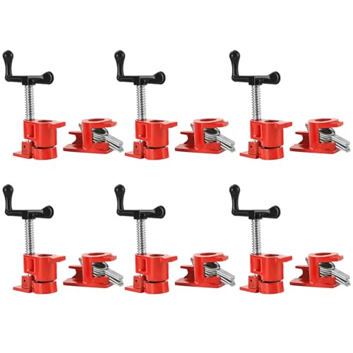 6 Pack 1/2 Inch Pipe Clamps, Wood Gluing Pipe Clamp Set - size: 1/2"