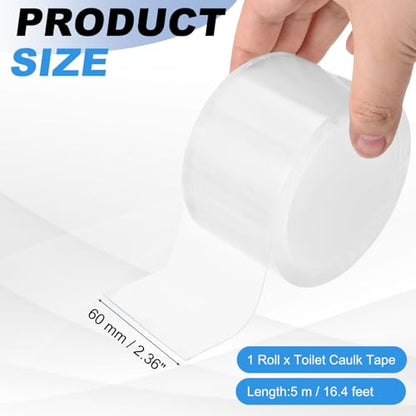 PATIKIL 1 Roll Caulking Tape, 60mm x 5m Self Adhesive Caulk Tape, 0.5mm - size: 60mm x 5m