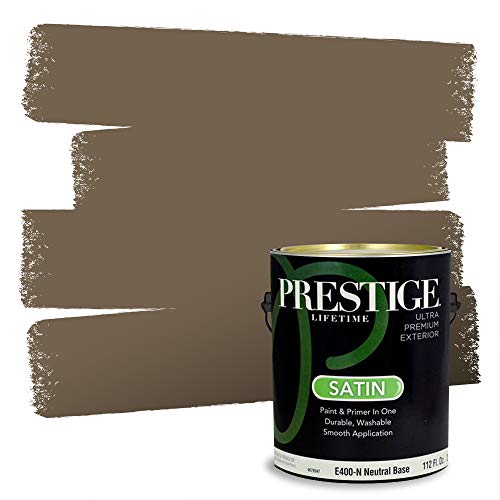 PRESTIGE Exterior Paint and Primer in One, Exotic Wood, Satin, 1 Gallon - color: Exotic Wood, size: 128 Fl Oz (Pack of 1)