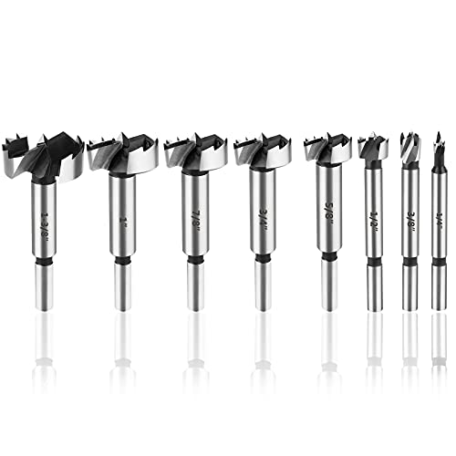 HPHOPE Forstner Bit Set 8Pcs - Forstner Bits for Wood, Wood Drilling with Storage Case