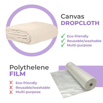 Canvas Drop Cloth for Painting 4x15 feet Pack of 1-8oz Painters Drop Cloths for Painting - All Purpose Canvas Tarps for Floor & Furniture Protection - Recycled Cotton Fabric - size: 4x15 Ft - 1 pc