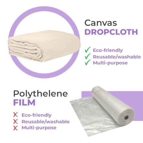 Canvas Drop Cloth for Painting 4x15 feet Pack of 1-8oz Painters Drop Cloths for Painting - All Purpose Canvas Tarps for Floor & Furniture Protection - Recycled Cotton Fabric - size: 4x15 Ft - 1 pc