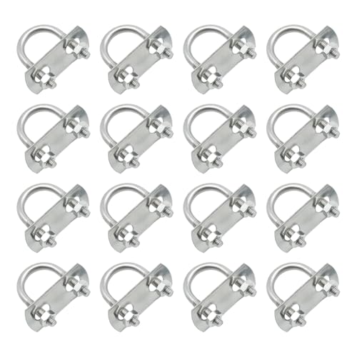 EATAKWARD 16Pcs Round U Bolts Zinc Plated Steel, M6 Round Bend U Clamp with Nut Plate Washer, Replacement for Pipes Wood and Other Materials (0.63, 16mm, Inches)