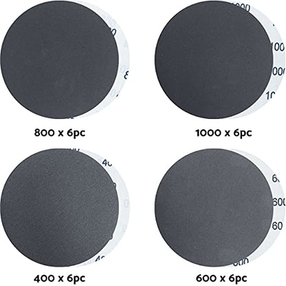 S&F STEAD & FAST 6 Inch Sanding Discs Hook and Loop 24 pcs - style: 400 600 800 1000