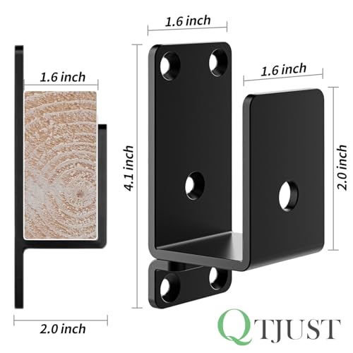 2Pack Black Heavy Duty 2x4 Steel U Door Barricade Brackets for Security Use - size: 2 Pack