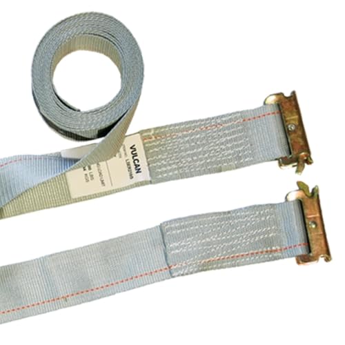 VULCAN Logistic Strap for E Track - Ratchet Style - 16 Foot - 6 Pack - Gray - 1,333 Pound Safe Working Load