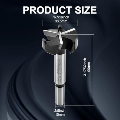 Mollom 36.5mm (1-7/16") Triple Flute Carbide Forstner Drill Bit - size: 36.5mm | 1-7/16"
