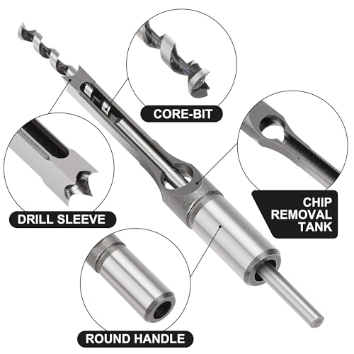 Hole Mortise Chisel Drill Bit Tools, Size 1/4’’ 5/16’’ 3/8’’ 1/2’’ 9/16’’ 5/8’’