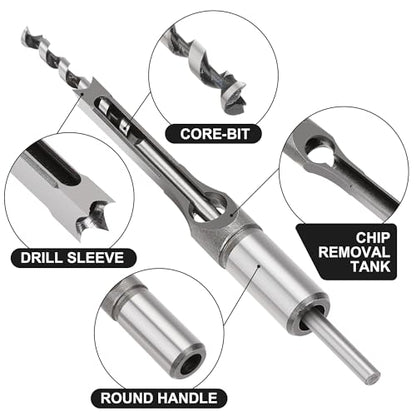 Hole Mortise Chisel Drill Bit Tools, Size 1/4’’ 5/16’’ 3/8’’ 1/2’’ 9/16’’ 5/8’’