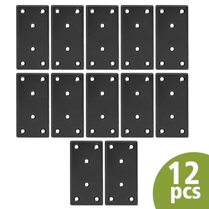 100 x 50 x 2mm Flat Mending Plate - Stainless Steel - Black - 12Pcs - color: Black, size: 100 x 50 x 2mm