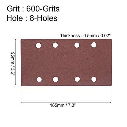 uxcell 600 Grit 1/3 Sanding Sheet Sander Sandpaper Hook and Loop Pads 8 Hole 10pcs - size: 600 Grit