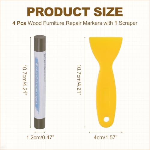 PATIKIL 4Pcs Wood Furniture Repair Markers with Scraper, Coffee Brown - color: Coffee Brown