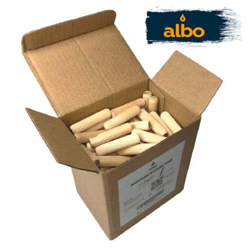 ALBO 100 Pcs. Fluted Wood Dowel Pins for Woodworking, 1/2 x 2 Inch - size: 1/2"x2"-100Psc