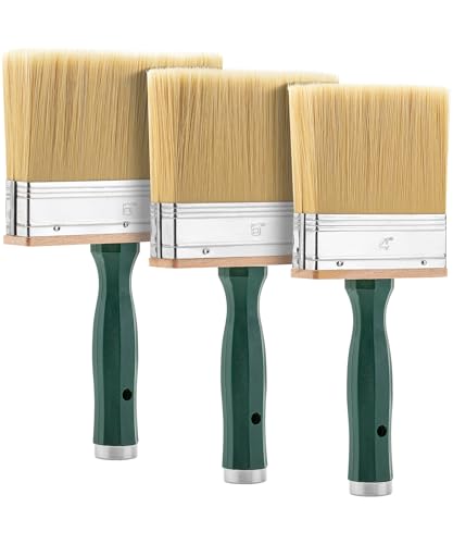 Bates Deck Stain Brush Set - 3pcs, 4', 5', 6' Brushes - Large Wall & Wood Stain Brushes - size: 4", 5", 6"