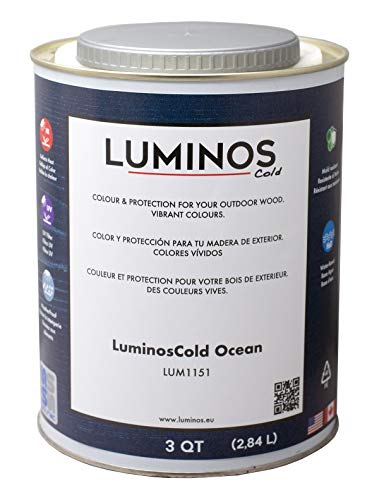 Luminos Cold - LUM1151 - Ocean - Oudoor Water-Based Wood Finish Stain Protector BIO-Based Protector. IR Reflective - Blue Ocean 3QT