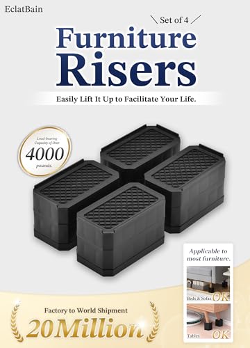 EclatBain Rectangular Adjustable Bed Risers 1.5 Inch, 4000 lbs, 4 Pack - color: Rectangle-4 Pack-white, size: 1 Layer(1.5inch)
