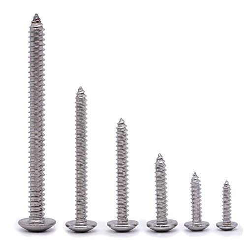 #6 x 5/8" Truss Head Wood Screw, Phillips Truss Head Self Tapping Sheet Metal Tek Screw, 18-8 Stainless Steel 304, Brgiht Finish, 100 PCS - size: #6 x 5/8"