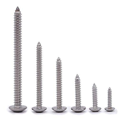 #6 x 5/8" Truss Head Wood Screw, Phillips Truss Head Self Tapping Sheet Metal Tek Screw, 18-8 Stainless Steel 304, Brgiht Finish, 100 PCS - size: #6 x 5/8"