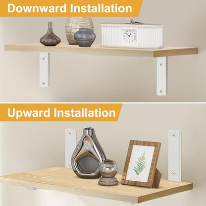 4 Pack - L 6" x H 4" x W1.5, 5mm Thick White L Shelf Bracket, Iron Shelf Brackets, Metal Shelf Brackets, Floating Shelf, Shelf Supports with Screws - size: 6''x4'', style: White 4 Pack