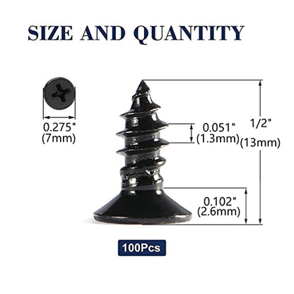 #6 x 1/2" Wood Screw 100Pcs 18-8 (304) Stainless Steel Screws Flat Head Phillips Fast Self Tapping Drywall Screws Black Oxide by SG TZH - size: #6 x 1/2"