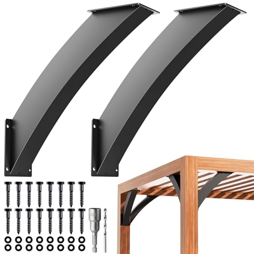 Q235-Steel Integrated Arc 45 Degree Pergola Support Bracket 4''x4''（Actual Tube Dia: 3.2''x 3.2''） Heavy Duty 2Pack - size: 3.2”x3.2”-Fixed Angle