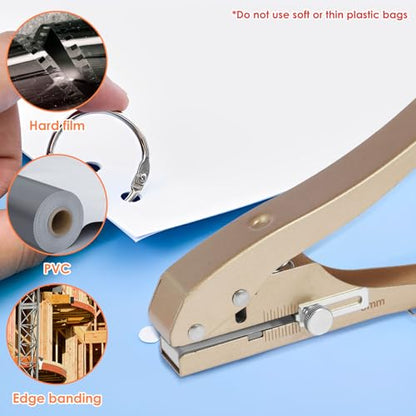5Pcs Limit Countersink Drill Bit Set with Hole Punch, Deep Adjustable Countersunk Drill Bit Kit, Round Shank Wood Countersink Drill Bit, Edge Banding Punching Tool for Wood PVC (Drill Bit+Plier)