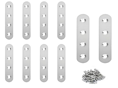 10PACK 3INCH X 0.6INCH Stainless Steel Straight Flat Bracket Repair Plate Brace,Mending Joining Plates for Wood, Board, Bed Frame, Furniture & Shelves,with Screws - size: 10PACK 3INCH X 0.6INCH