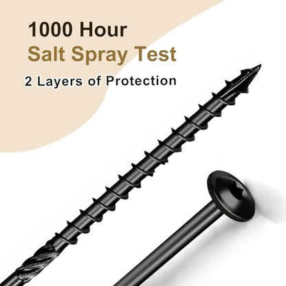 Lag Screws 3 Inch, Structural Wood Screw #10x 3, 50-PCS Heavy Duty Construction Screw, Rust Resistant, Washer Head, Black Coated Exterior Wood (50, Black, #14 x 5) - color: Black, size: #14 x 5"