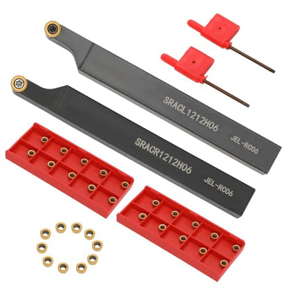 1/2" SRACL1212H06/SRACR1212H06 Indexable Lathe Turning Tool with 20Pcs RCMT0602 Round Carbide Milling Inserts Lathe Turning&Profiling Tool Holder for Steel Stainless Steel, 2Pcs Holders+20Pcs Inserts - style: 20pcs Inserts+SRACL/R 1212H06