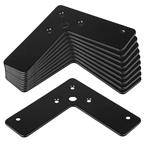 GBGS 10 Pcs 4"x 4" Flat Corner Brace,L Shaped Mending Plate, Black (Pack of 3) - size: 4"×4" (Pack of 3)