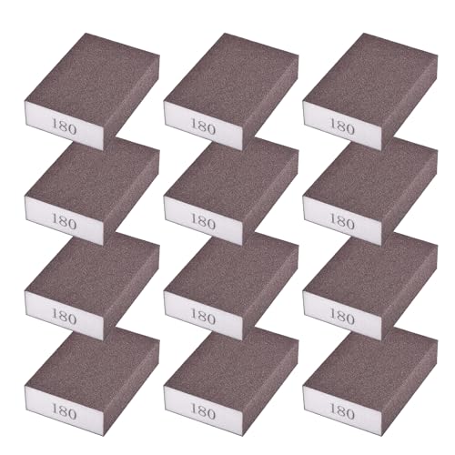 12Pcs 180 Grit Sanding Sponges, Wet Dry Sanding Blocks - size: 180Grit