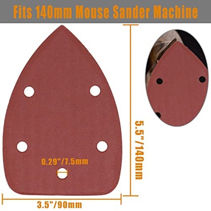 60 Pcs 320 Grit Mouse Detail Sander Sandpaper, Aluminum Oxide Mouse Sander Pads 5 Hole Palm Sander Pads Sanding Sheets for 140mm Mouse Sander - size: 320 Grit