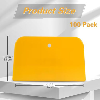 Body Filler Spreaders (Pack of 100) - 6 Inch Yellow Reusable Auto Body Plastic Filler Spreader Tool for Automotive Body Applying Fillers, Putties, Glazes, Caulks - Autobody Paint Repairs - size: 6inch
