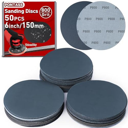 Sanding Discs,50Pcs 6 Inch 800 Grit Hook and Loop Sandpaper - style: 800 Grit