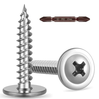 #8 x 1 Inch Wood Screws Phillips Modified Truss Head (120Pcs), 304 Stainless Steel 18-8 Self-Tapping Screws - size: #8 x1 In